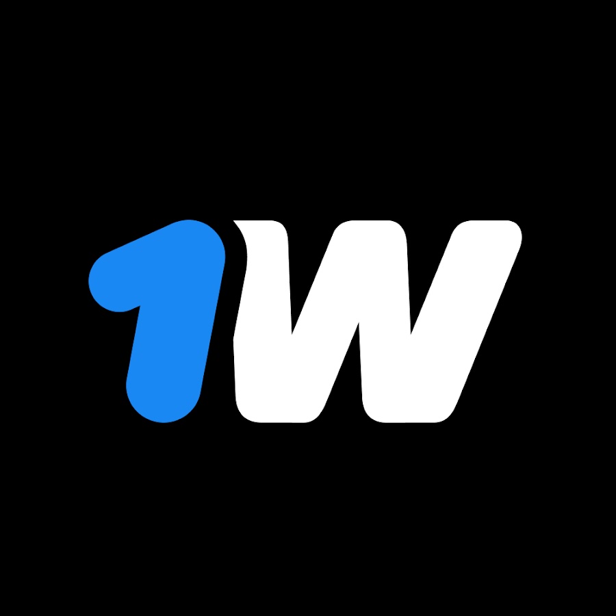 1win logo with a blue numeral one and white W.